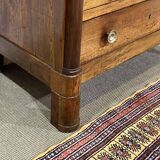 19th-century Empire commode in walnut with a grey St Anne marble top.