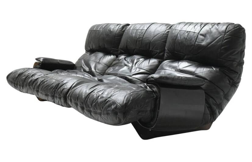 Vintage Scandinavian leather sofa, midcentury leather sofa