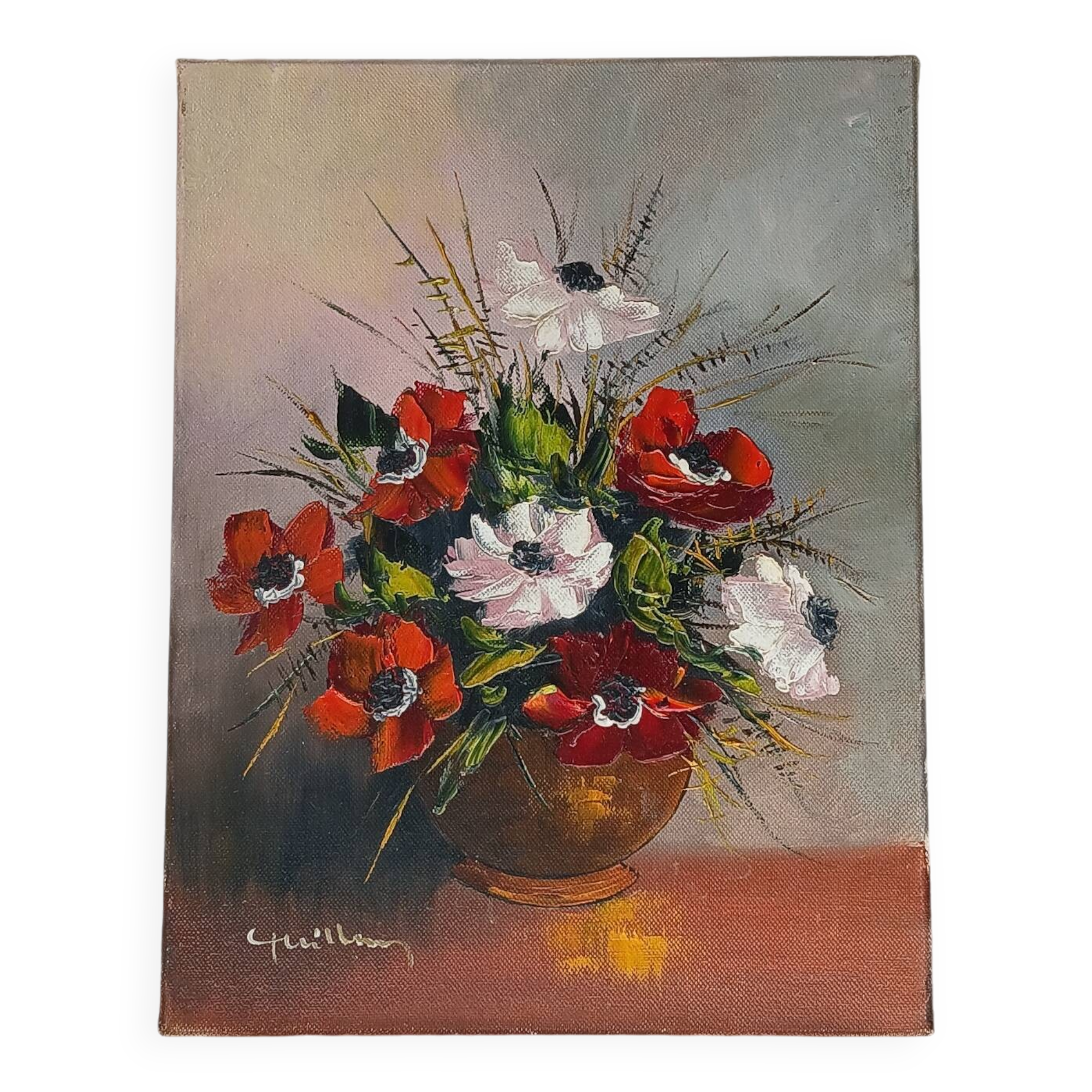 Painting bouquet of anemone flowers