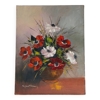 Tableau bouquet de fleurs anémones
