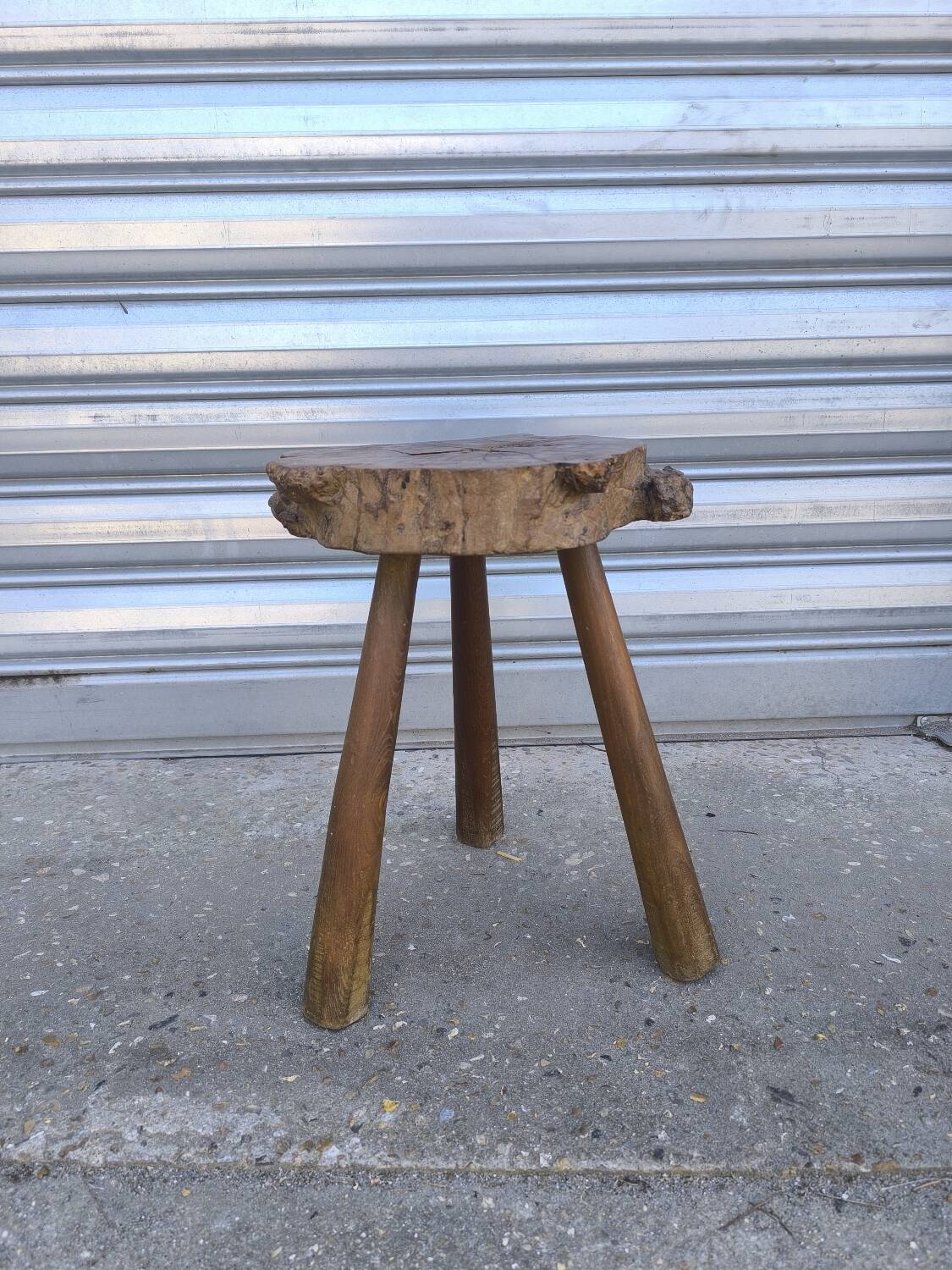 Solid elm tripod stool