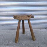 Solid elm tripod stool
