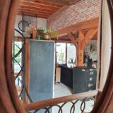 Rattan towel mirror