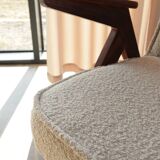 Vintage Lounge Chair Grey White Bouclè, Scandinavian Design