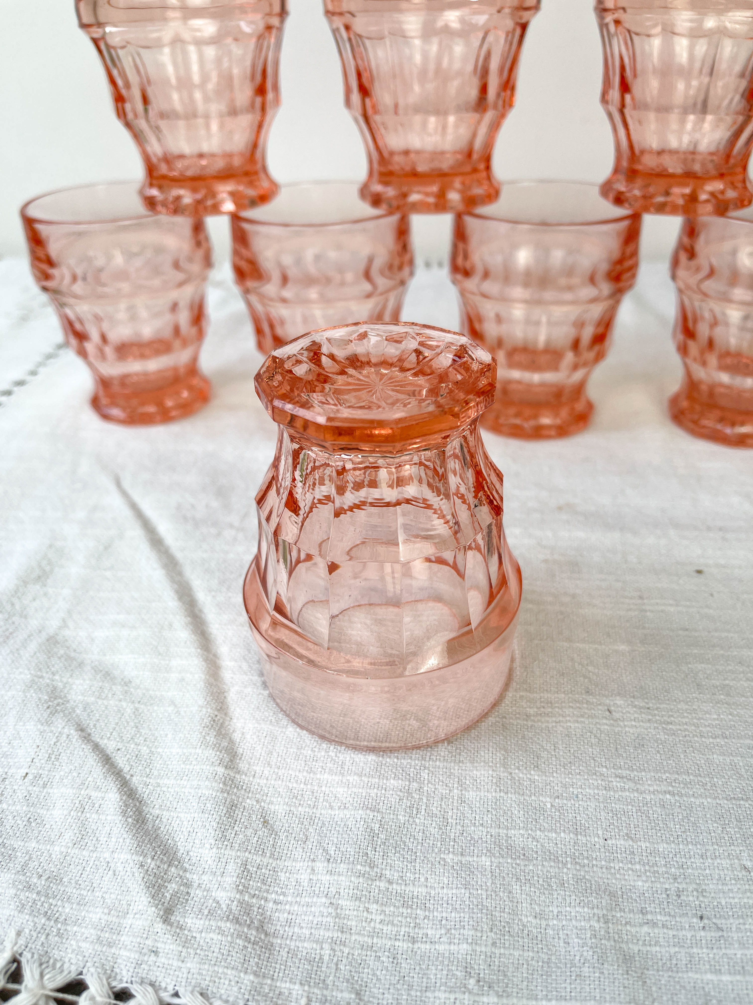 6 verres rose vintage style art déco
