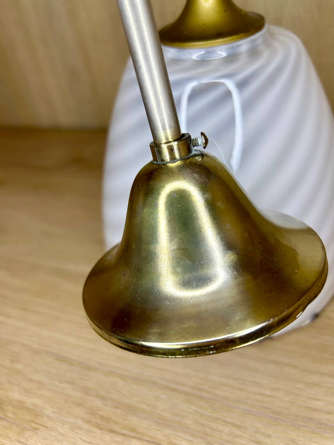 Lampe Suspension Murano Verre Blanc Et Caramel