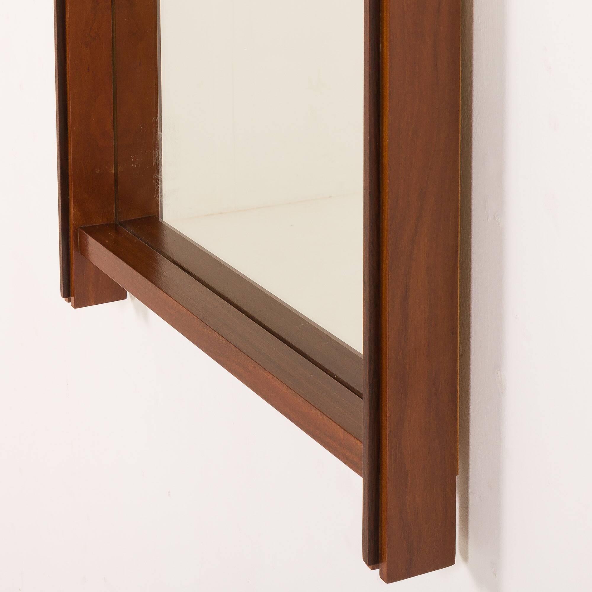 Italian mid century XL teak mirror, 1970s