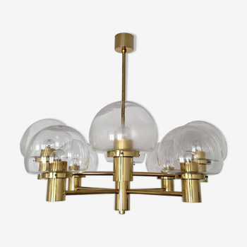 Mid Century Modern brass chandelier by Kaiser Leuchten