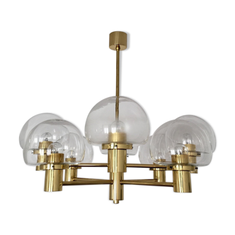 Mid Century Modern brass chandelier by Kaiser Leuchten