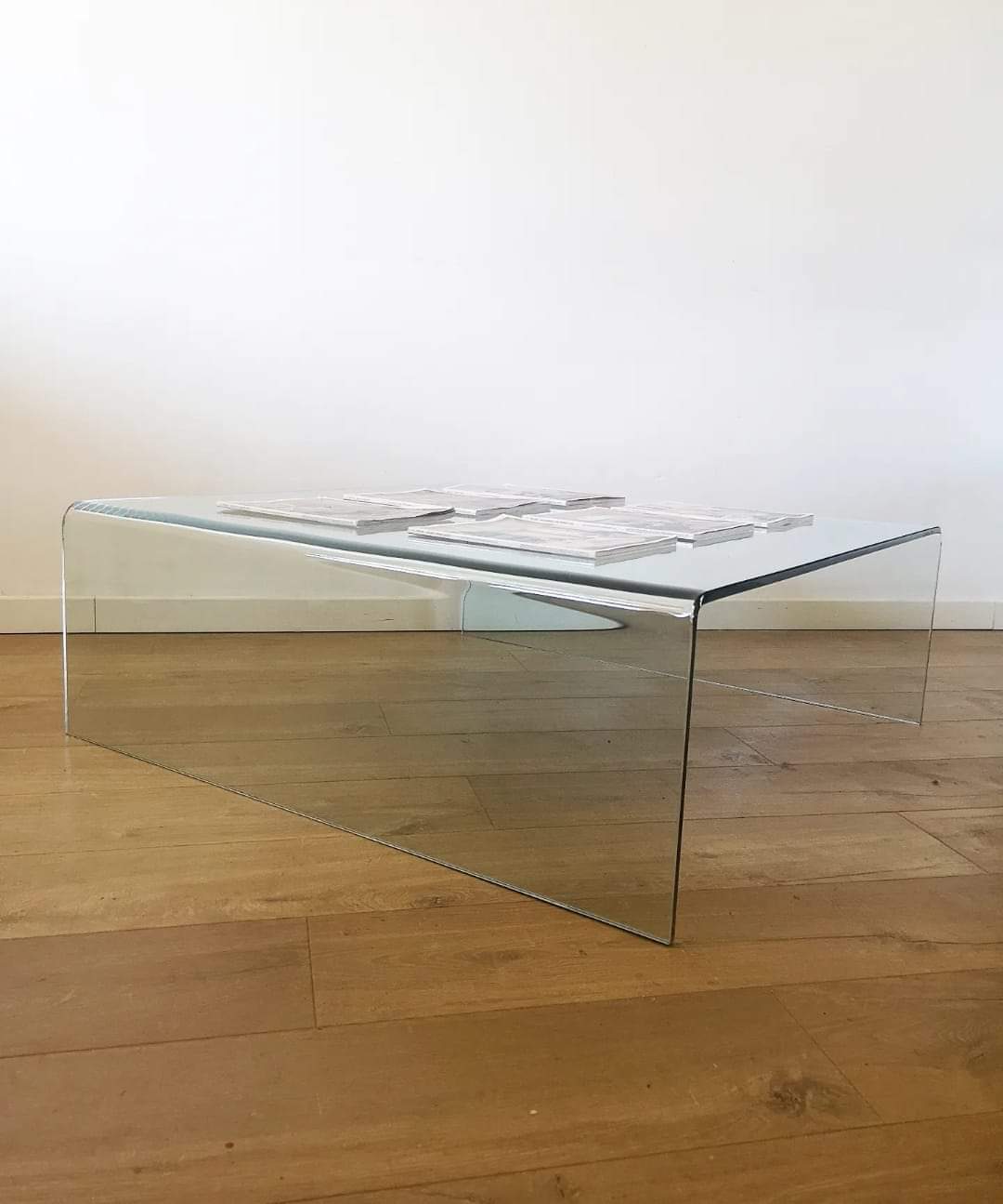 Square molded glass coffee table