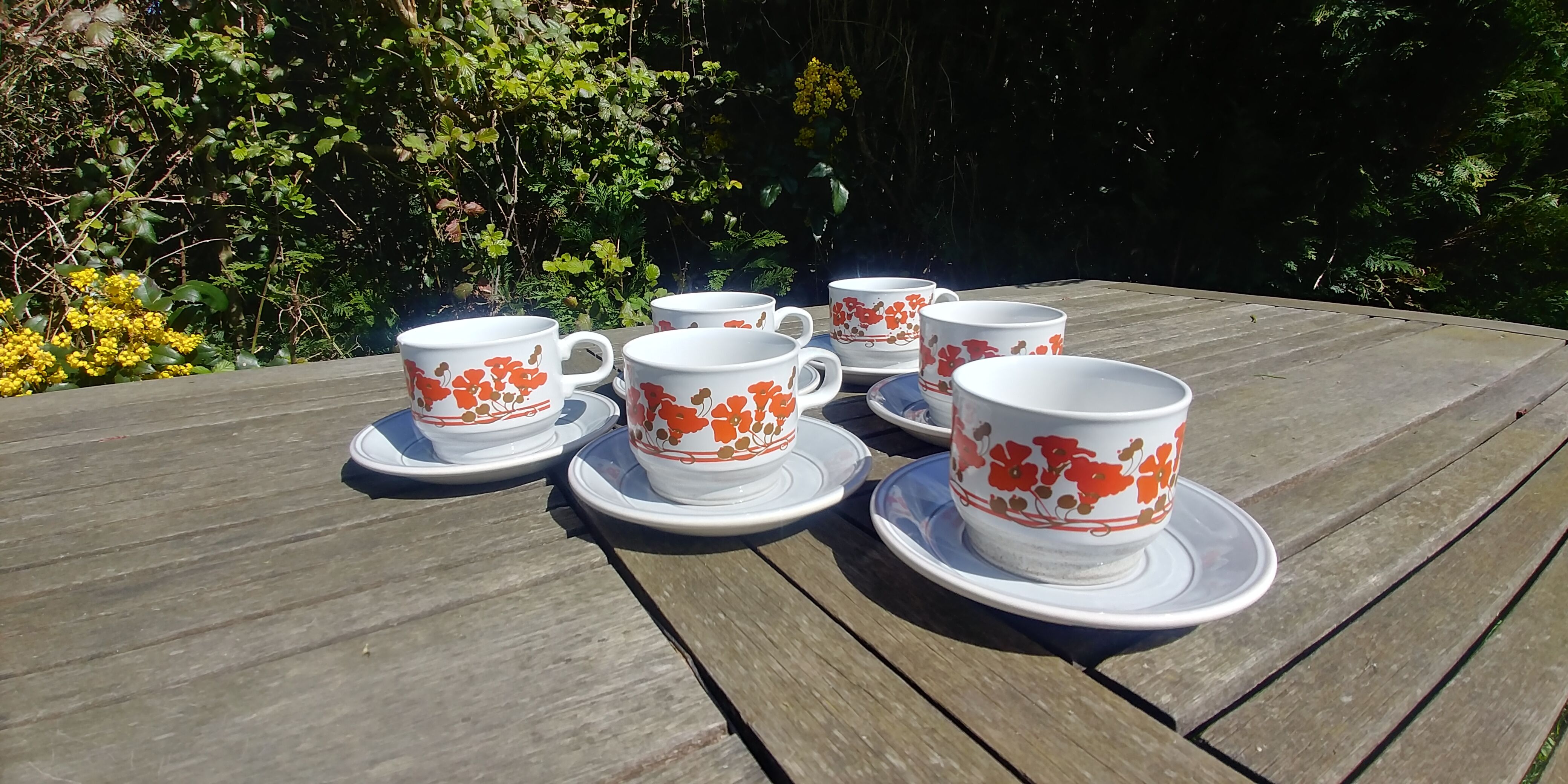 Set 6 cups/coffee cups Kiln Craft Made in England 70s