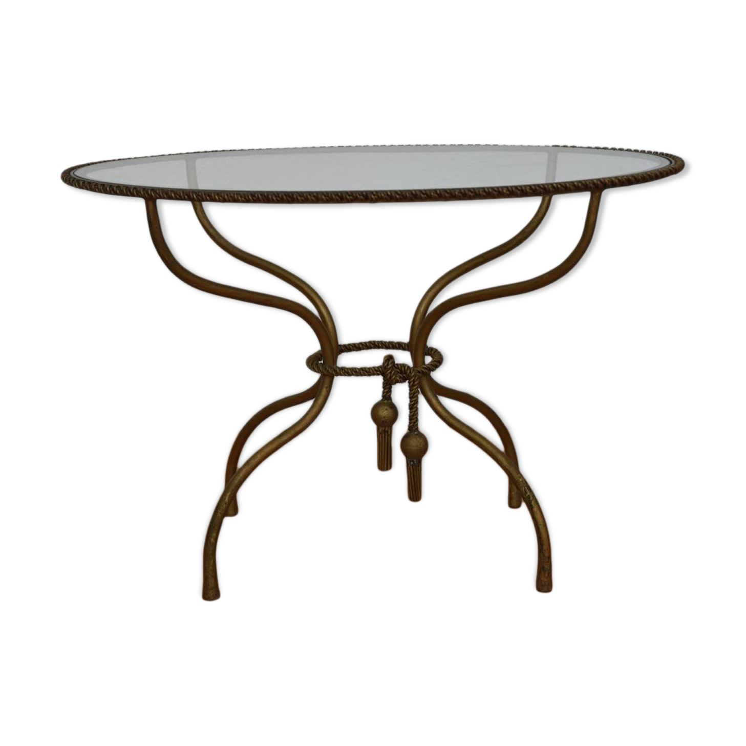 Twisted golden brass coffee table
