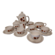 Glazed stoneware coffee set decorated with thistles Sarreguemines