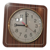 Old wall clock jaz quartz wall clock in formica brown 1960s