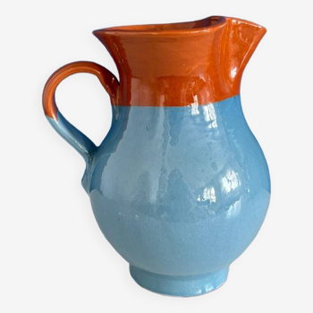 carafe en ceramique émaillée bleu / vase ceramique émaillée bleu