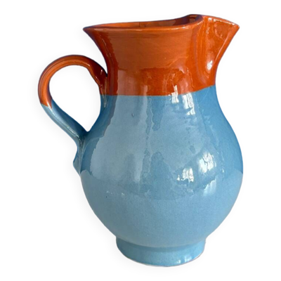 carafe en ceramique émaillée bleu / vase ceramique émaillée bleu