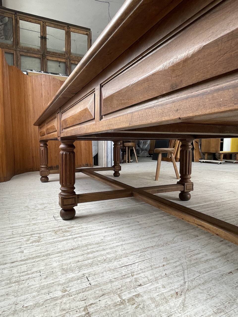 Solid walnut farmhouse castle table 1900 XXL