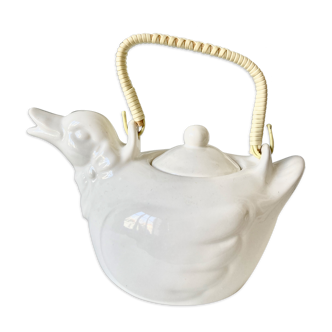 Teapot duck handle rattan and scoubidou