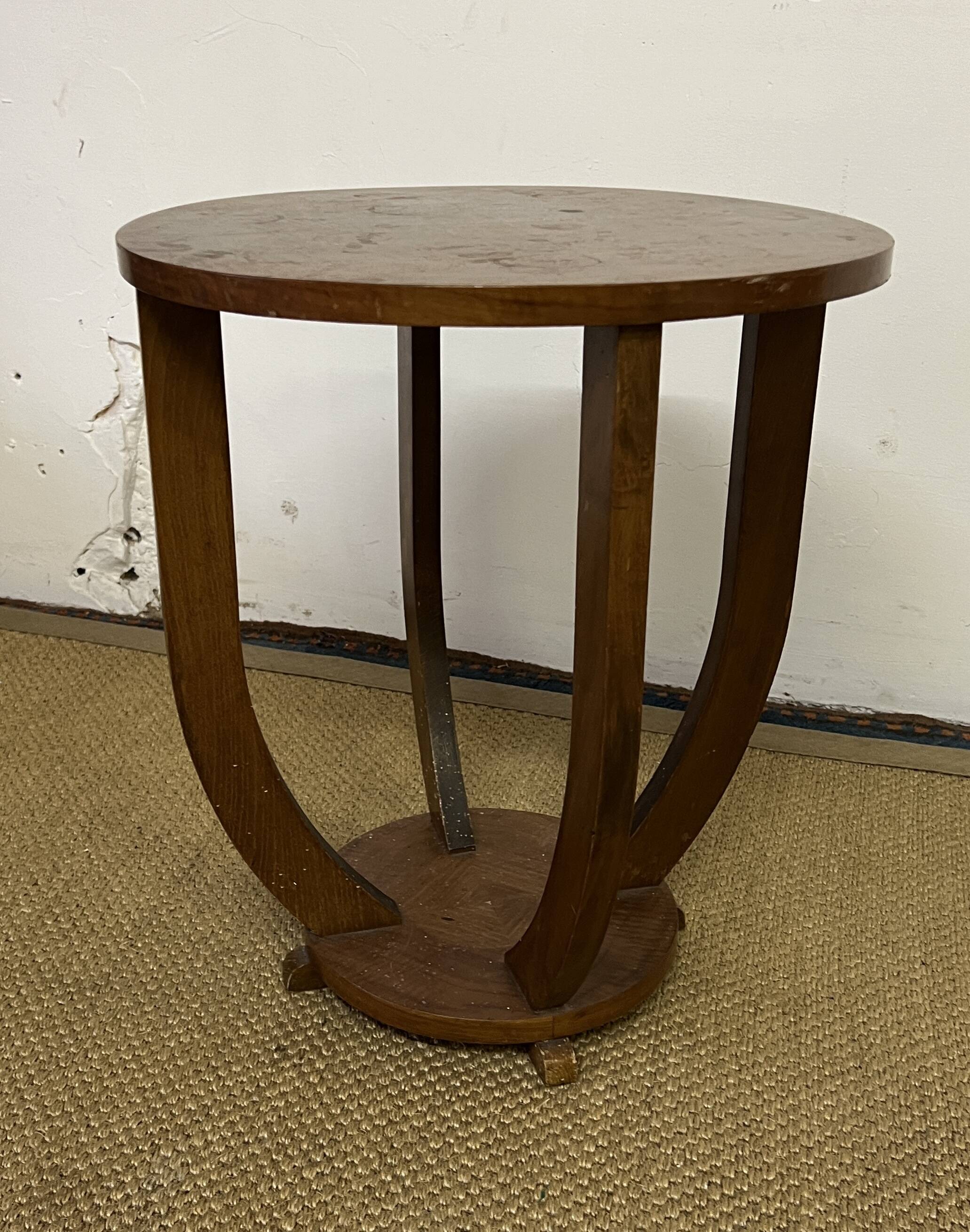 Art deco wooden pedestal table / side table