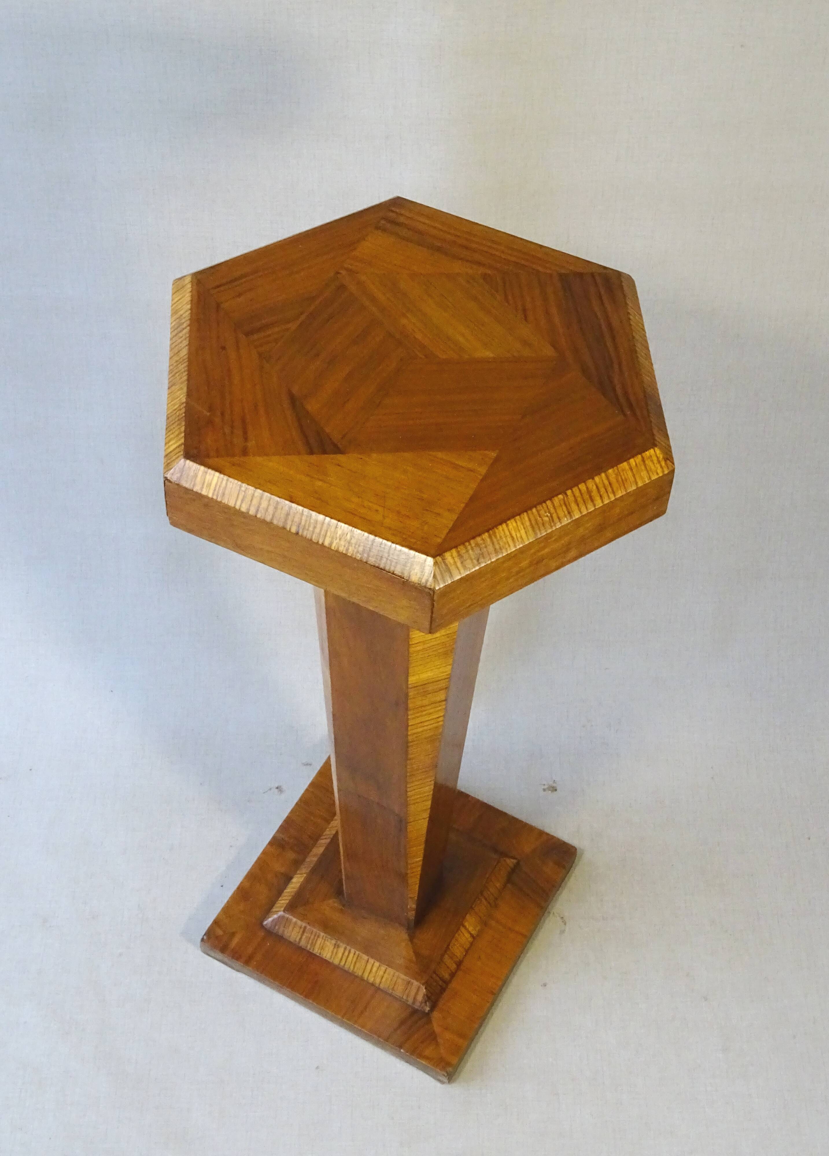 Sellette polygonale avec plateau amovible, Art déco, marquetée 1930