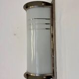 XL chrome design Bauhaus wall and glass lamp 1930s - Czechoslovakia