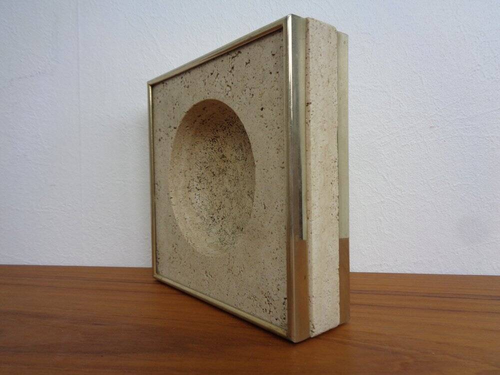 Travertine & Brass Ashtray by Fratelli Mannelli, Italy, 1970s
