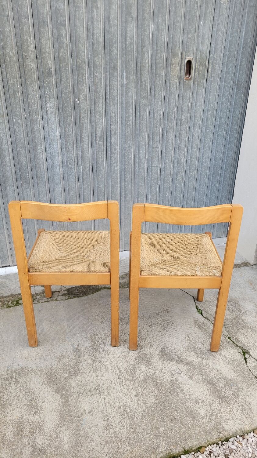 Pair of vintage Italian rope chairs - 1970s