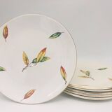 Set of 6 flat plates “Digoin Sarreguemines / La Fontaine model”