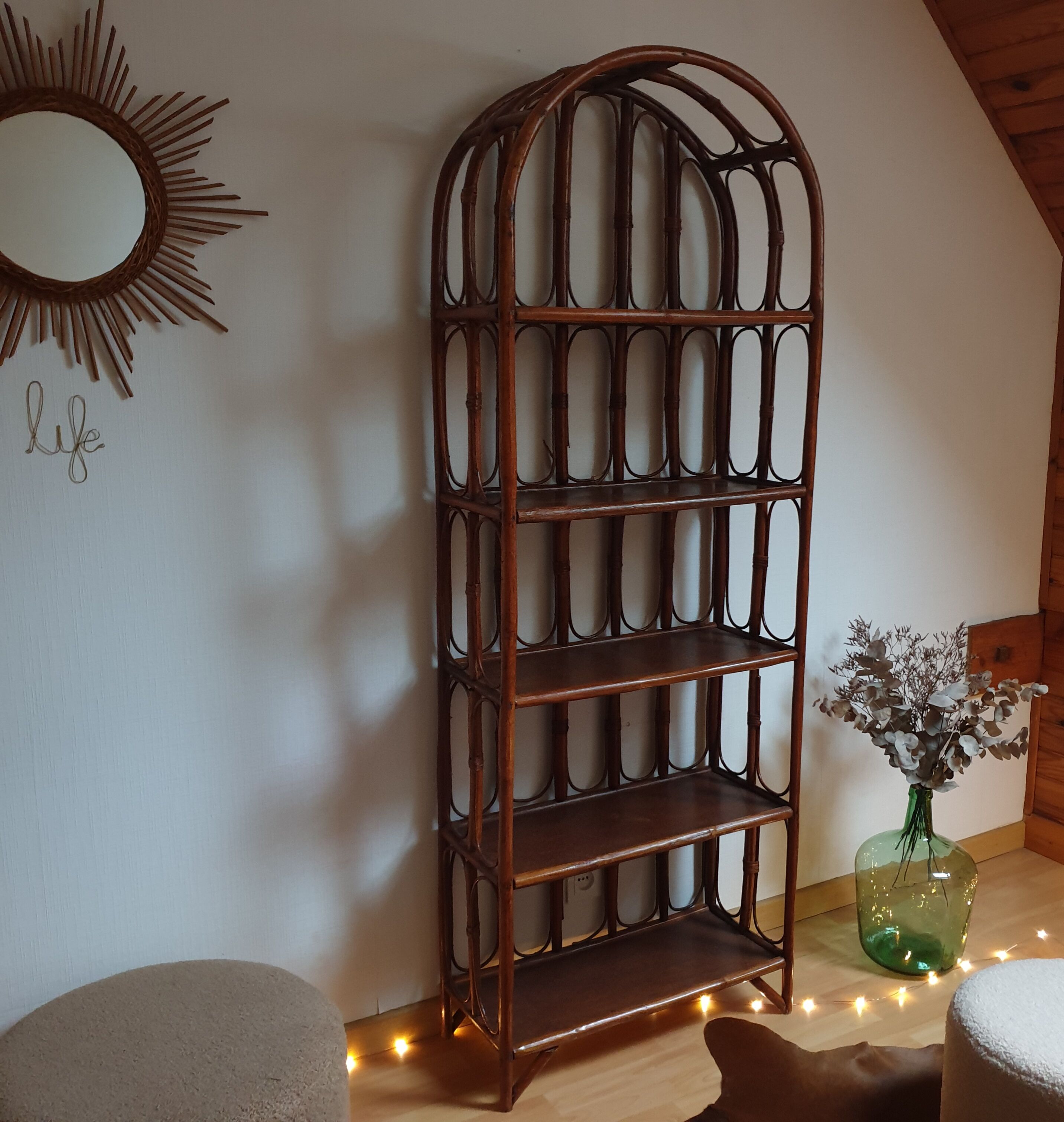 Vintage rattan bookcase