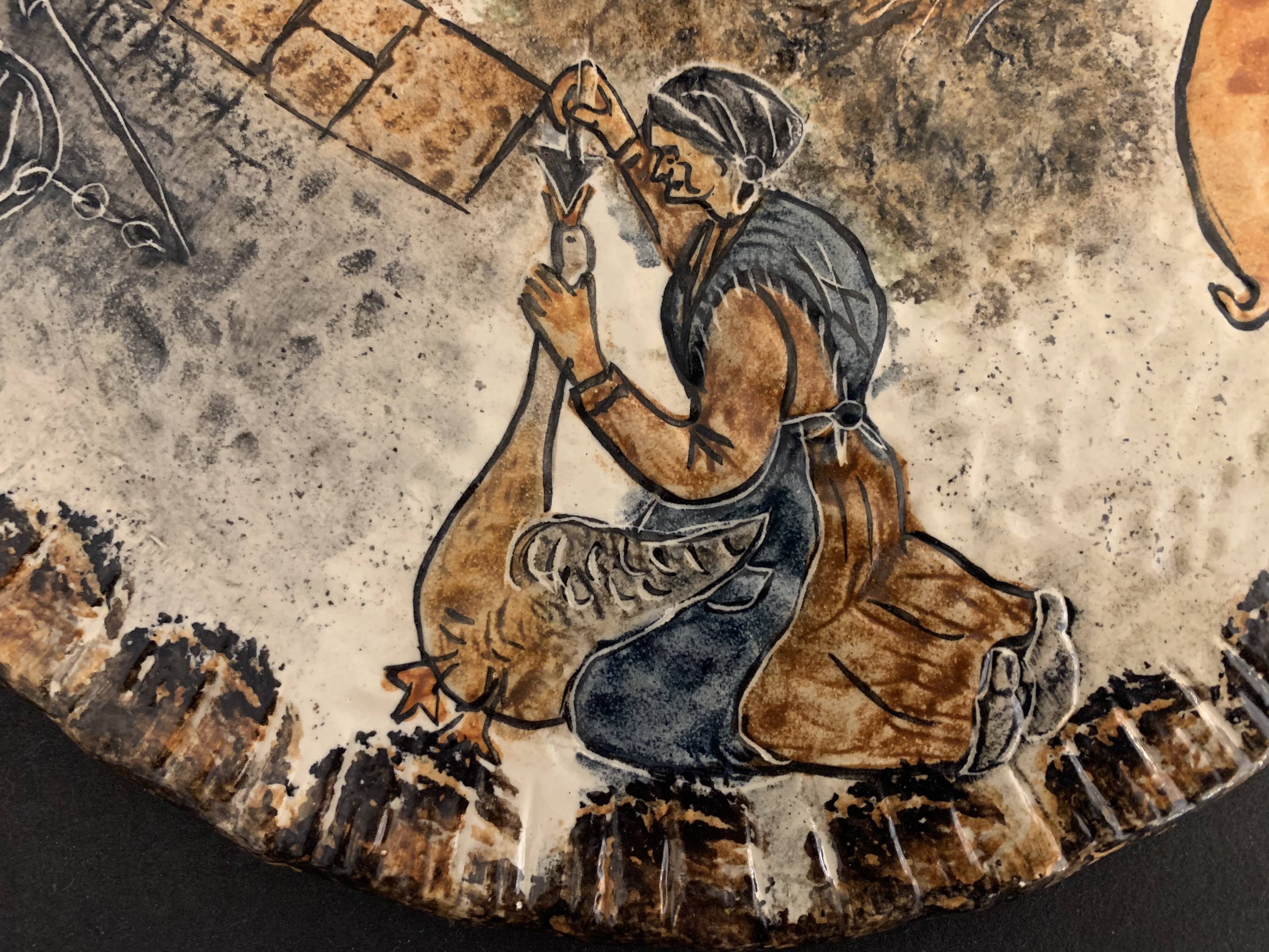 Bruno Dose ceramic cheese platter, Pottery du Breuil