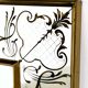 Large Vintage French Bistro Mirror with Hand-Painted Decoration and Gold Frame