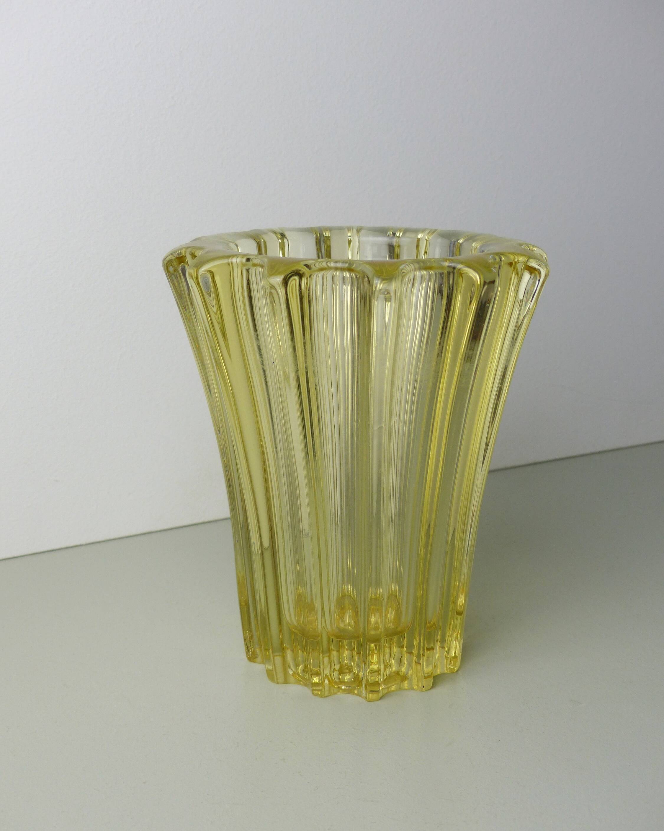Transparent yellow glass vase