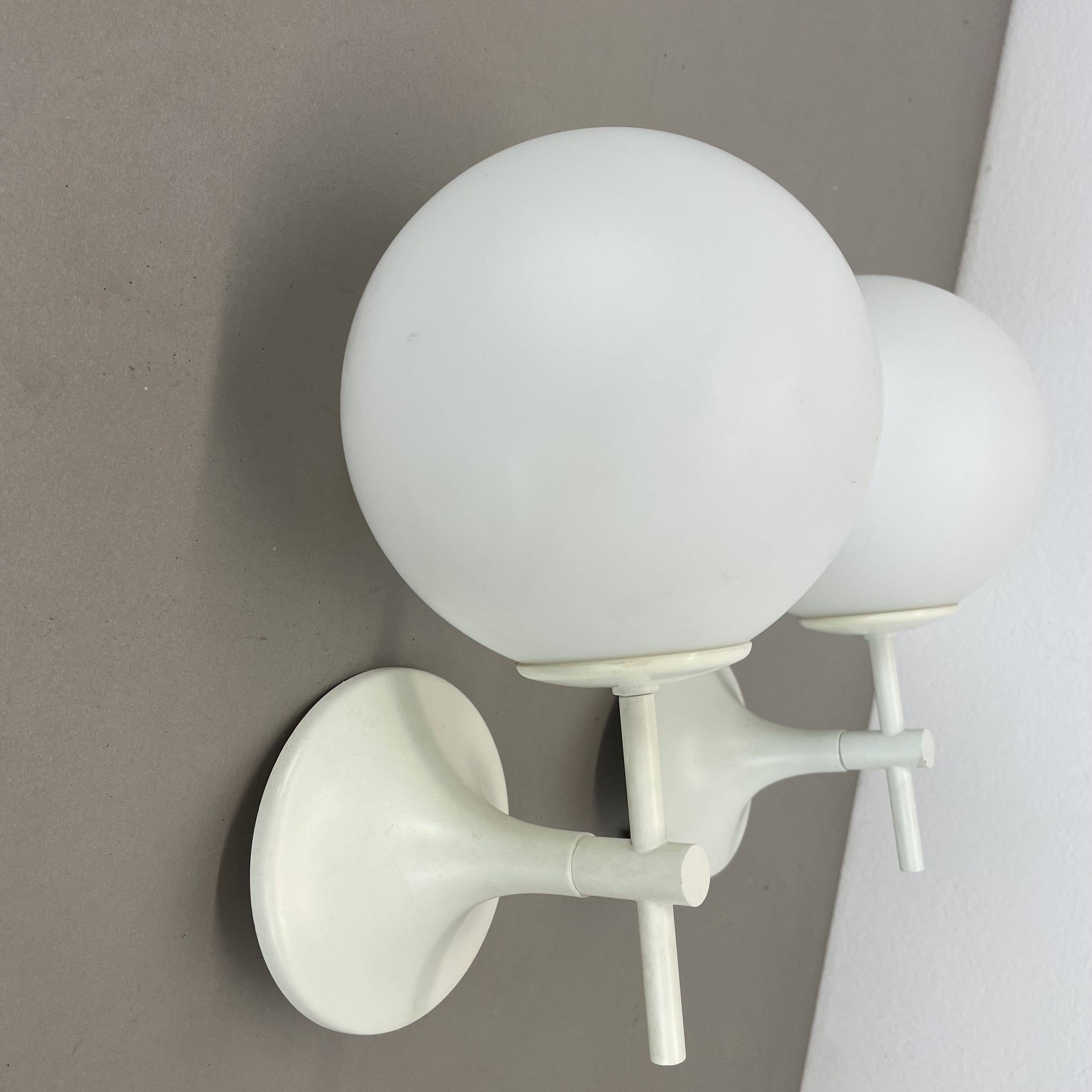 Set of Two white Ball Wall Lights by E. R. NEELE for Temde, Switzerland, 19