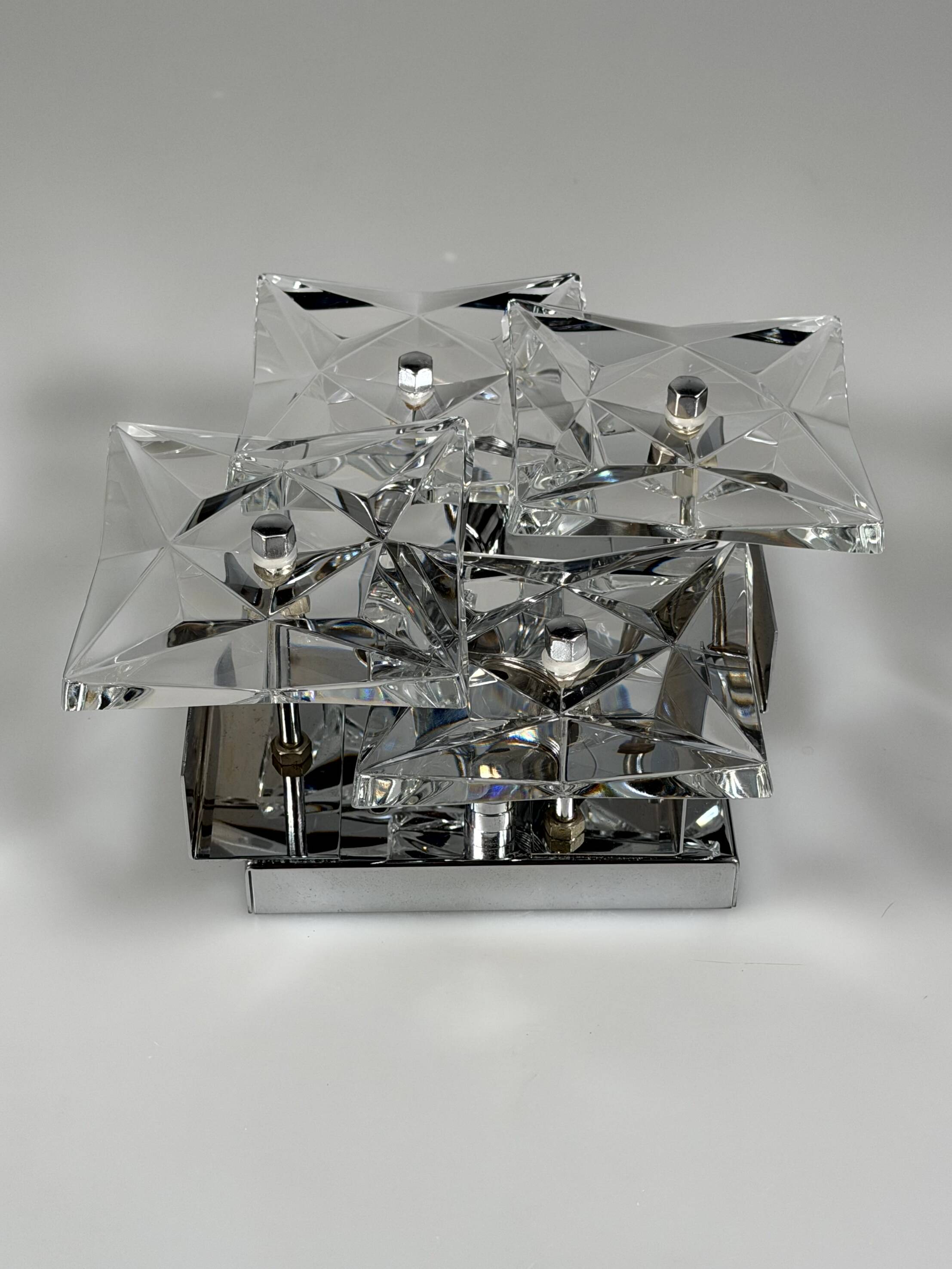 1960s 1970s Wall Sconce by Kinkeldey Lighting Germany in Glass & Chrome