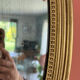 Vintage oval gold mirror