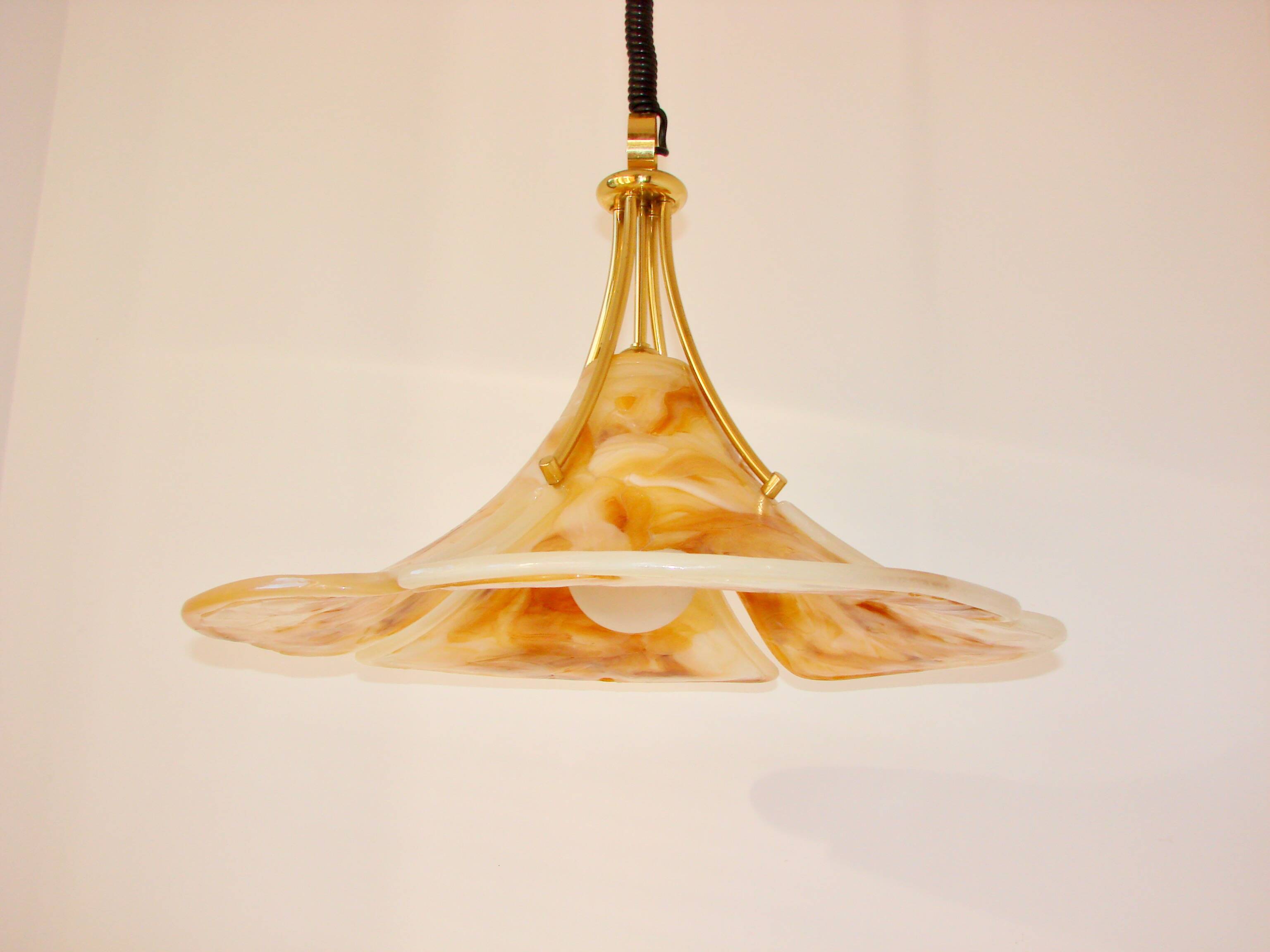 Tulip Cosack pendant lamp, 1970s, brass, 60 cm, E27
