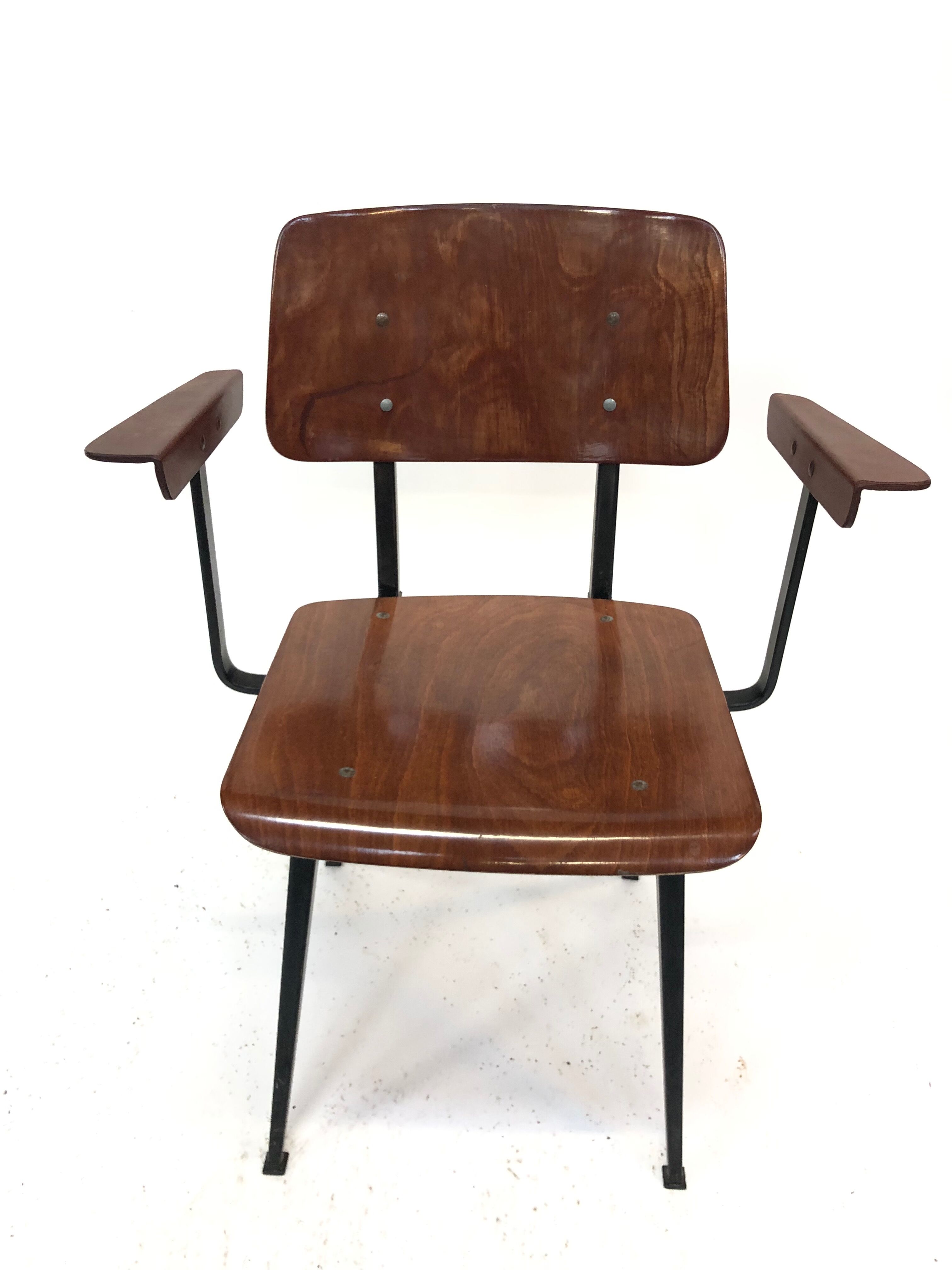 Vintage Galvanitas S16 school Chair with armrests and compass of the 1960s