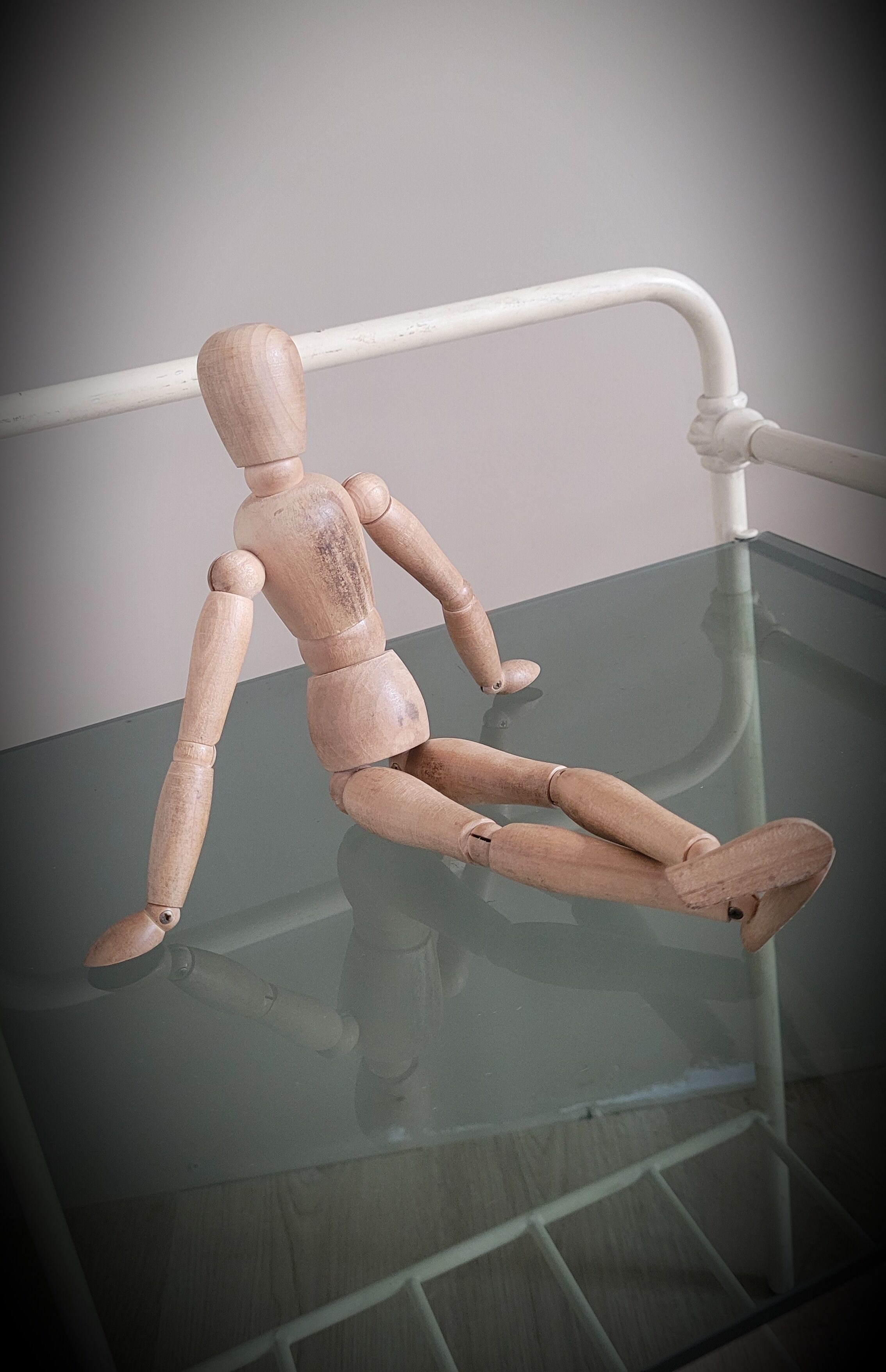 Bedside table metal glass 60s