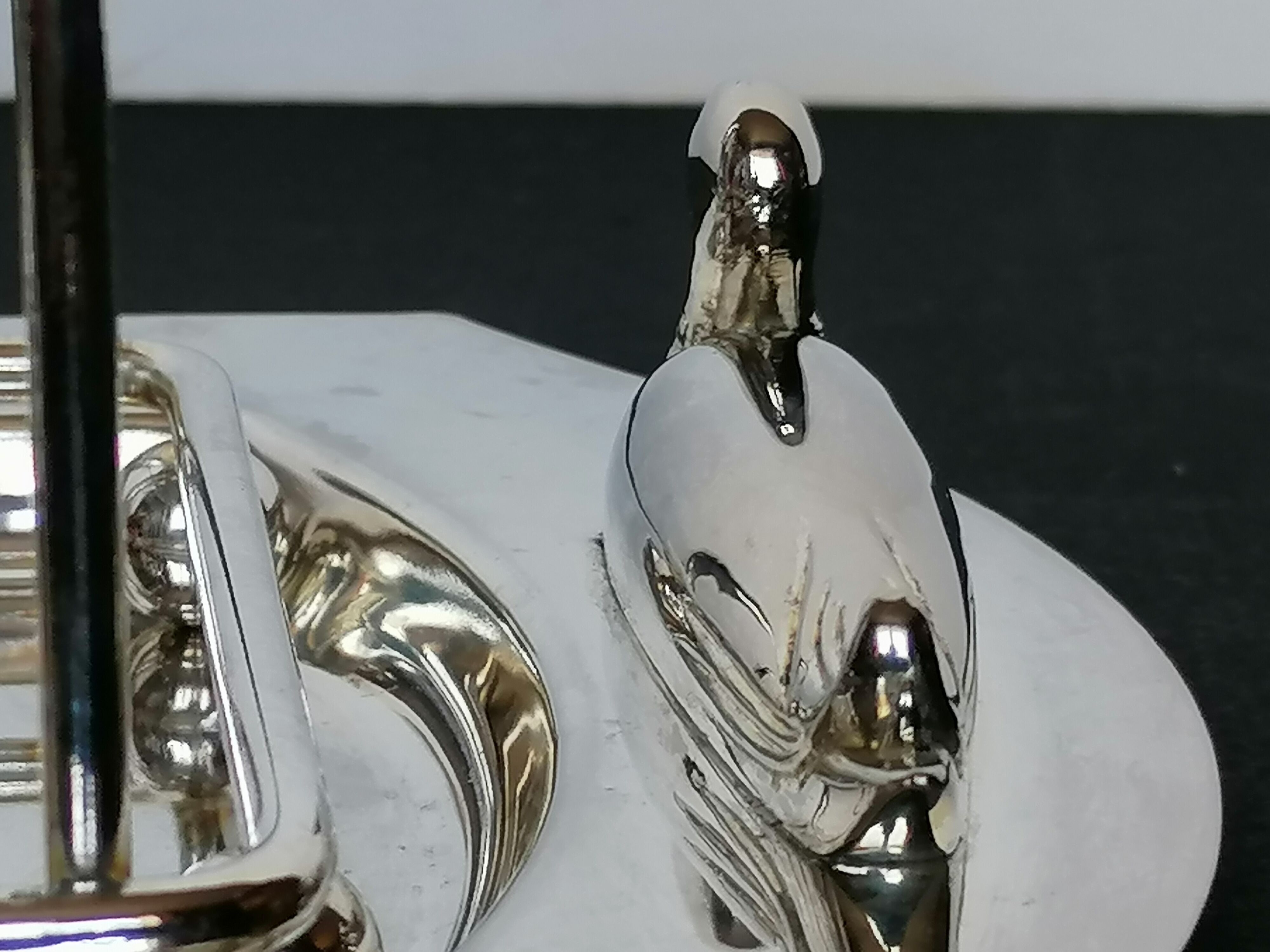 Foie gras serving tray and silver metal toast display