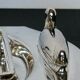 Foie gras serving tray and silver metal toast display