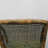1980s Set of Four Rattan Armchairs with Fabric Pillows