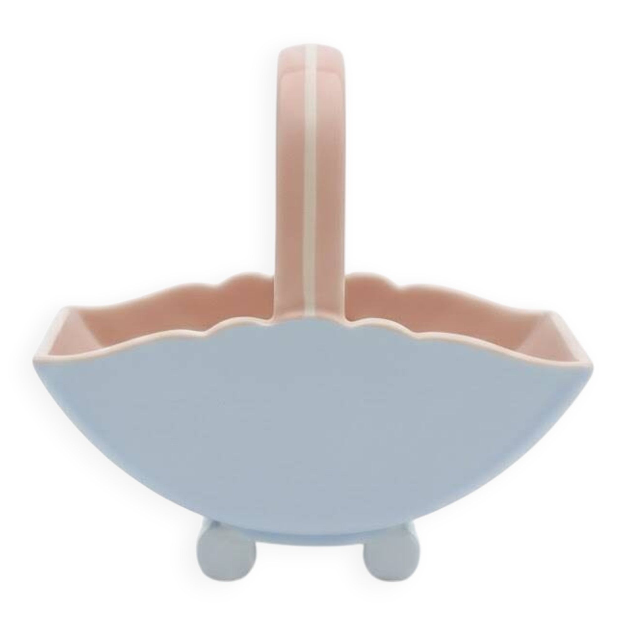 Vintage pink and blue ceramic basket vase