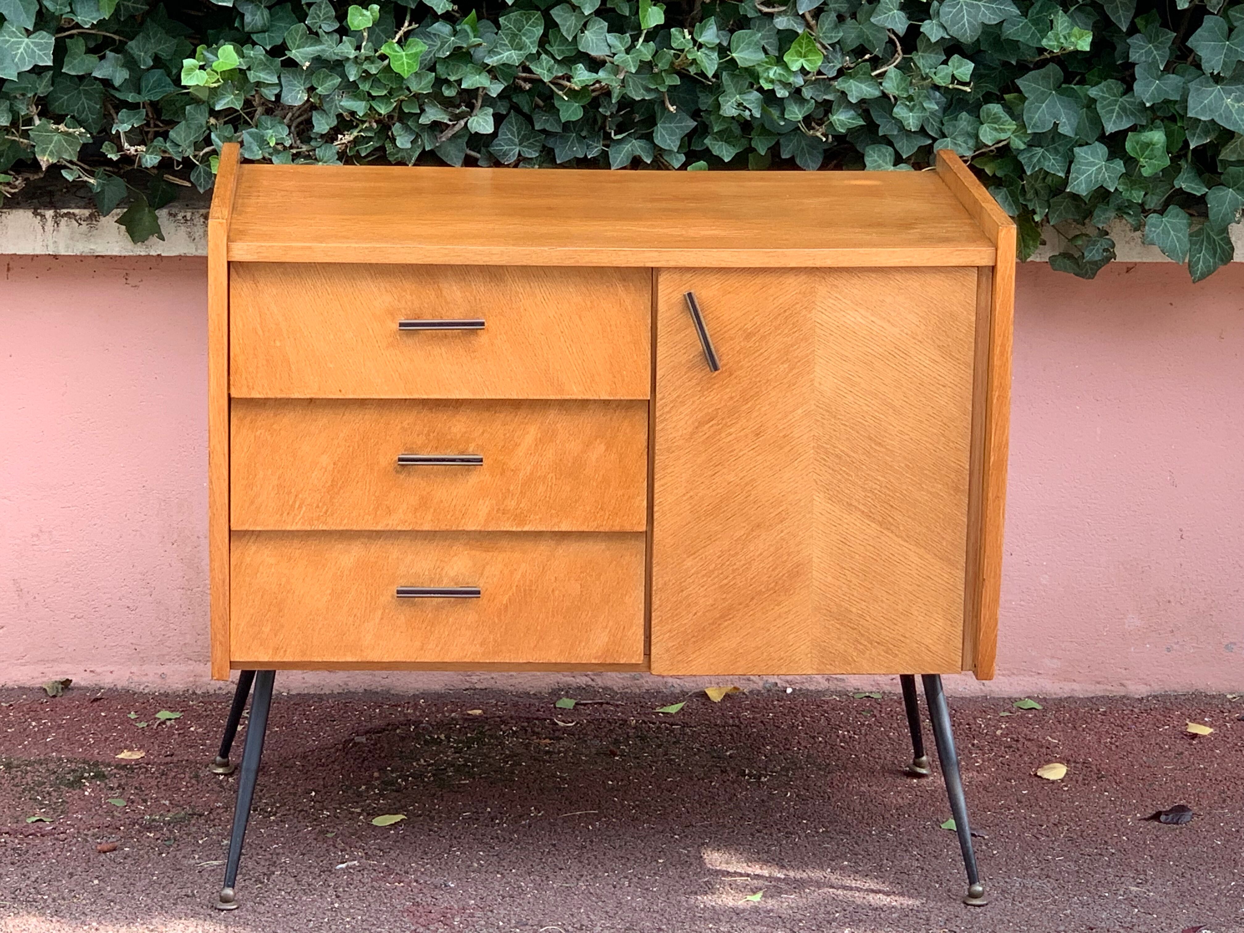 Buffet commode pieds compas 50’s