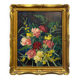 HSP painting "Bouquet of carnations and mimosas" 1934 by Victor RAMBAUD (1902-1996)