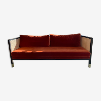 Sofa cannage 210 wood black velvet fox