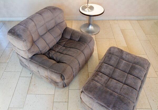Fauteuil Kashima et son ottoman, Ligne Roset 1976, Michel Ducaroy