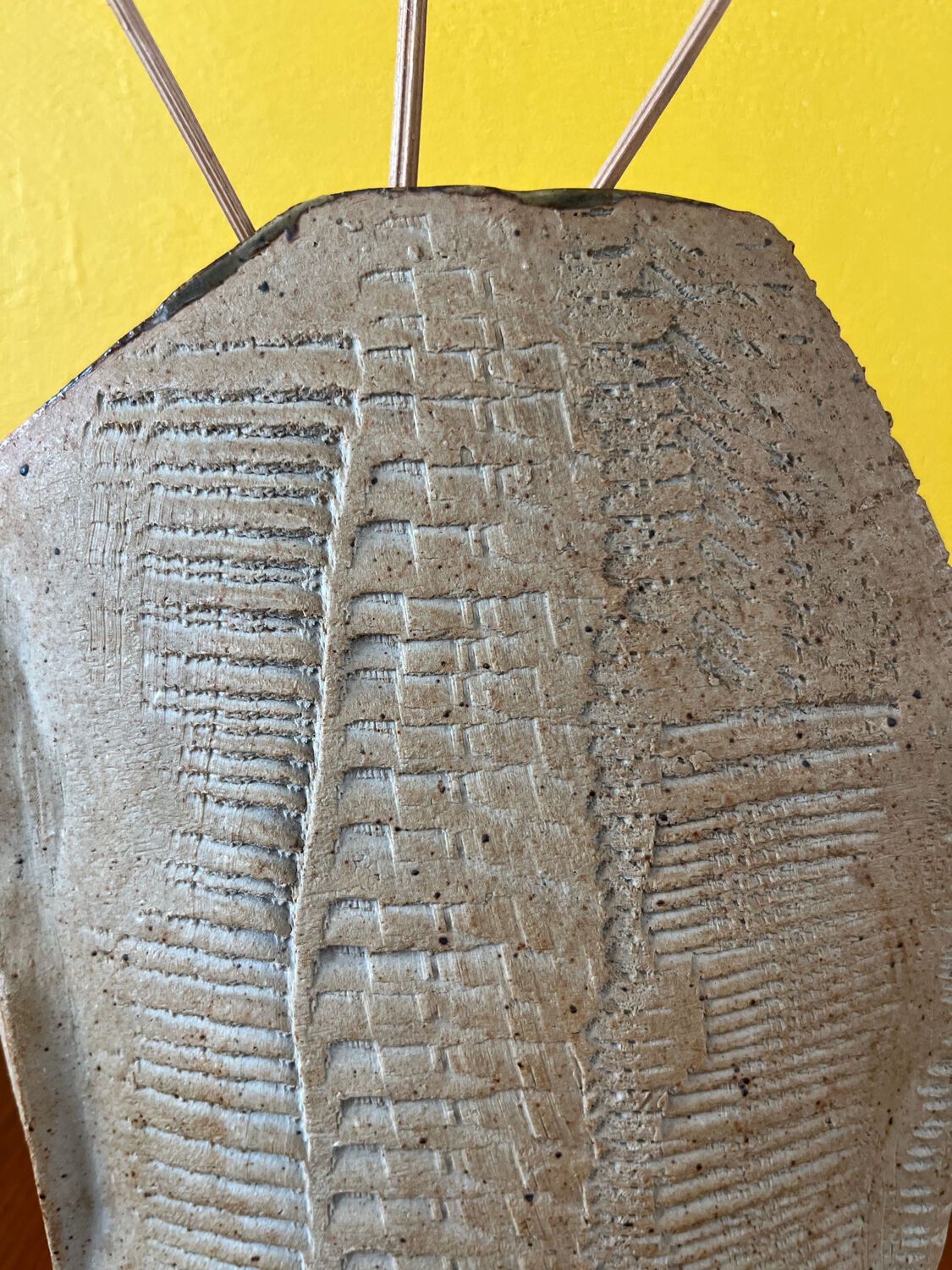 Large scarified brutalist vase in stoneware, La Borne, Francis Arrienon