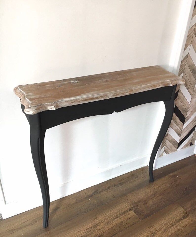 Duo de consoles en bois, relookées en noir et bois