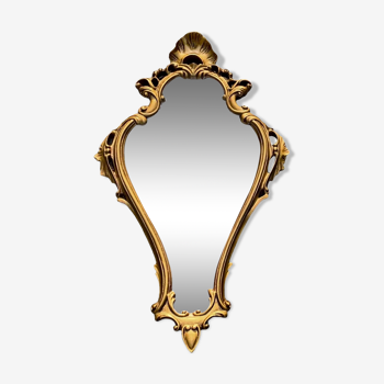 Miroir coquille vintage en plâtre doré