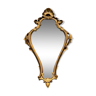 Miroir coquille vintage en plâtre doré